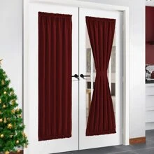 NICETOWN French Door Curtains for Living Room - with Adjustable Tie-Back Blackout Patio Door/Glass Door Window Curtain Panel for Privacy, Single Panel - 紅色的 - 查看 1