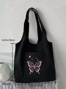 Fashionable Butterfly Pattern Handbag, Y2K Shoulder Bag, Fixed Strap Complete Shopping Bag, Perfect For Music FestivalSchool Bag,Back To School Backpack,Large Capacity,Lightweight,Portable, Suitable For Teen Girls Women College Students, Perfect For Back To School,College,Middle School, High School,Work, Business, Commute, Butterfly Bag Valentines