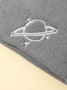 3入組刺繡星球設計柔軟保暖針織帽子,厚實舒適,適用於男女寶寶和幼兒冬季使用 - 彩色 - 查看 6