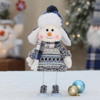 1個新的聖誕裝飾品,藍色織物娃娃,可愛的滑雪搖擺雪人裝飾,適用於客廳、臥室、餐廳,現代家飾,聖誕娃娃裝飾雪人毛絨玩具為聖誕樹裝飾品,搖擺雪人家居裝飾