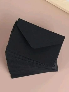 10 cái Màu thuần Mini Giấy Phong bì , Đơn giản Đa dụng Phong bì Đối với Lá thư , Thiệp mừng Lưu trữ - màu đen - Xem 2