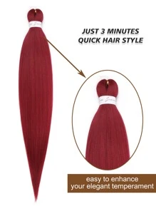 預拉伸編織頭髮長編織頭髮燒紋理柔軟鉤針辮子,熱水定型扭曲合成編織接發 - 酒紅色 - 查看 4