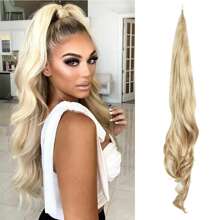 1pc Elastic Wrap Around Long Curly Ponytail Hair Extension, Perfect For Daily Wear And Parties - Gold - View 1
