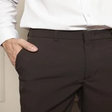 Men Suit Pants - 黑色和棕色 - 查看 3