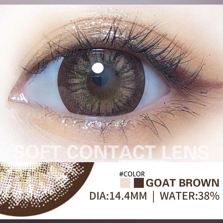 1 Pair Color Goat Series Contact Lenses Yearly Use 14.4mm - Brown - View 1