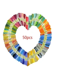 50 colors Rainbow Color Embroidery Floss Embroidery Thread - Friendship Bracelet String for Cross Stitch, Hand Embroidery, String Art, Craft Floss - one-size - View 1