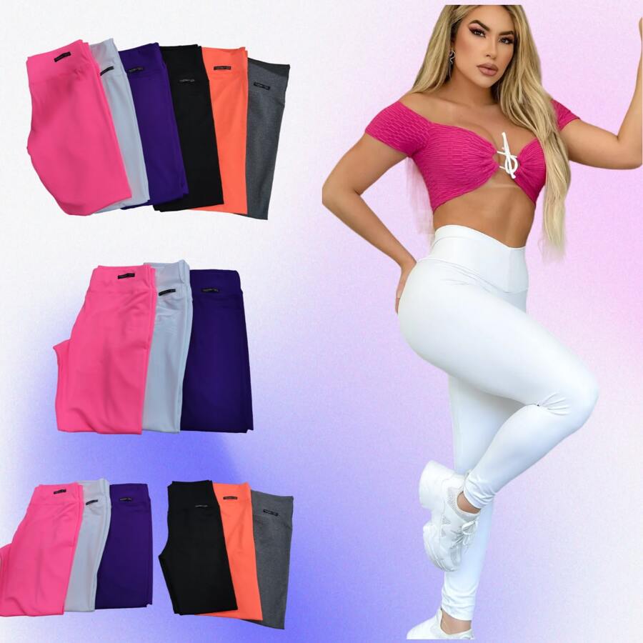 Calca Branca Feminina Legging Leg Com Elastano Legguing Branco - P - Visão 1