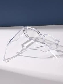 Unisex Square Large Frame Plastic Computer Reading/Gaming/TV/Phone Glasses, Fashion Plano Lenses Eyeglasses Frame - Clear - View 4