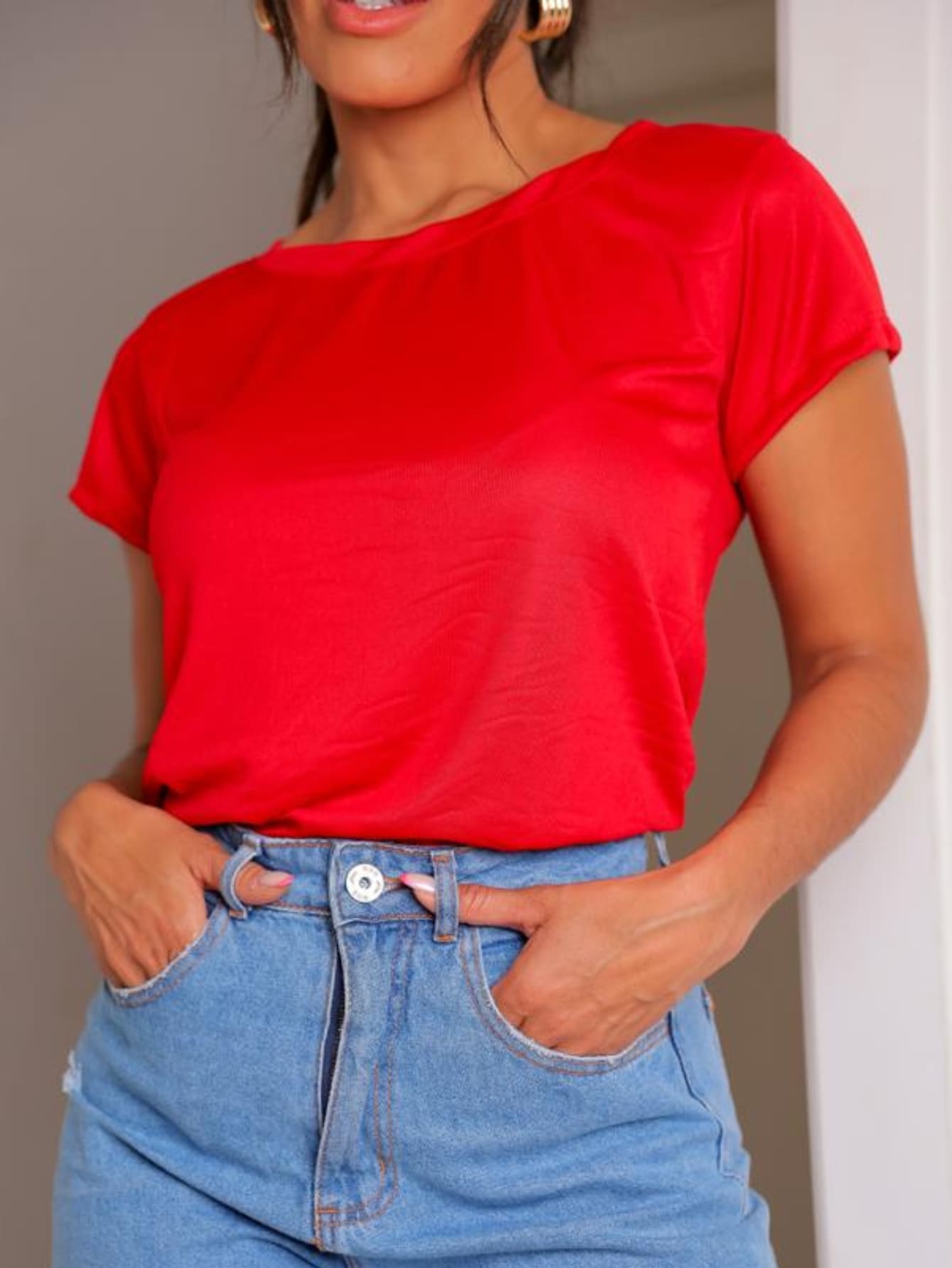 Women Blouses - Red - View 1