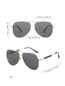 1 Pieza/par Gafas De Sol De Aviador Sin Marco Para Hombre - Gris Oscuro - Ver 4