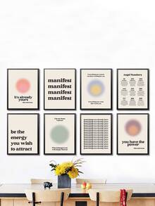1入組波西米亞極簡主義吸引力法則漸層光環印刷畫布牆藝,適用於客廳臥室,無框款