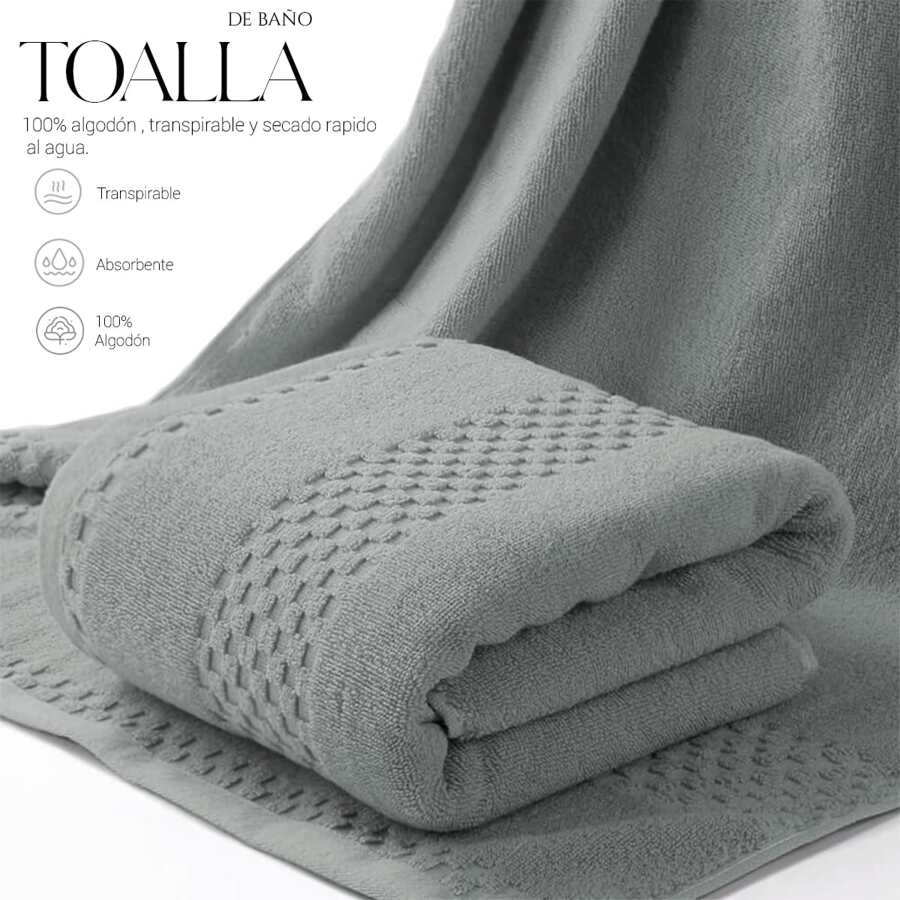 Shendy Vendy Full Large Bath Towel 100% Soft Cotton - Grey - View 1