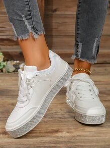 2025 New Fashion Versatile White Sneakers For Women, Non-Slip Athletic Shoes, Casual Wear