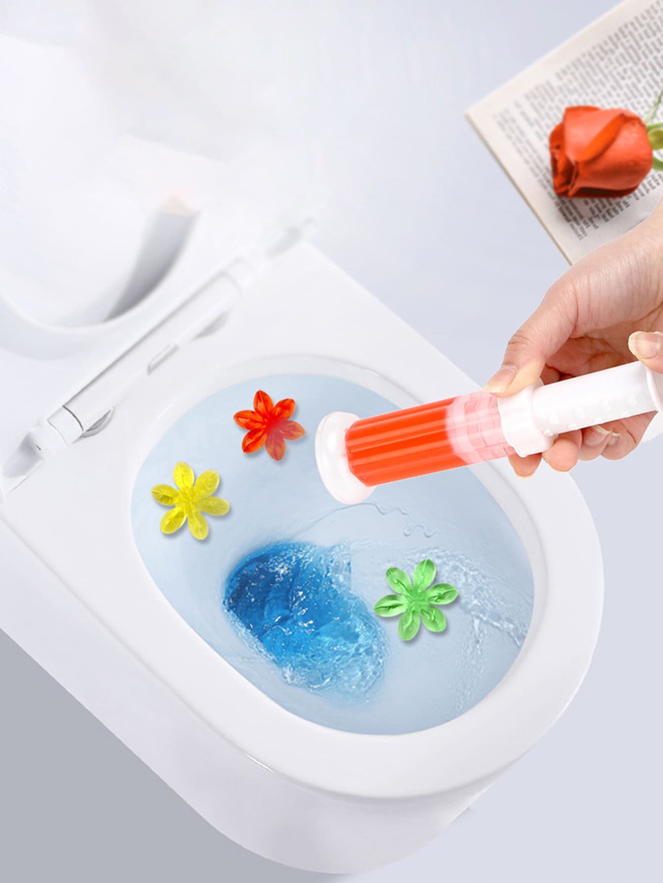 1pc Toilet Deodorant Gel With Flower Fragrance For Eliminating Odor In Bathroom - Multicolor - View 1
