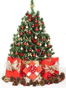 24pcs Red Ribbon Bow Christmas Tree Decor, Mini Red And Golden Ribbon Bows Ornaments - Multicolor - View 2