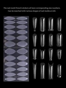 1入組免打磨防滑美甲水晶指甲模具片透明薄膜膠帶適合與指甲延長模具一起使用 - 無色 - 查看 5
