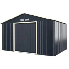 Costway Metal Storage Shed for Garden and Tools w/Sliding Double Lockable Doors - Grey - View 11