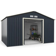 Costway Metal Storage Shed for Garden and Tools w/Sliding Double Lockable Doors - Grey - View 4