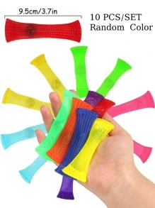 10入組/套隨機色針織網紗抹胸可擠壓珠子創意減壓玩具 - 彩色 - 查看 4