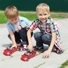Toy Cars ModelS Die Cast Metal Model Cars with Door Open Light and Sound Pull Back Car Toys (RED) - Red - View 7