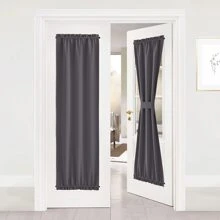 NICETOWN French Door Curtains for Living Room - with Adjustable Tie-Back Blackout Patio Door/Glass Door Window Curtain Panel for Privacy, Single Panel - 灰色的 - 查看 1
