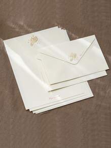 1 set fresco con simple Sobre con Papel carta Set incluido 4 de Papel carta con 2 Sobres , simple con romántico estilo con único textura - Multicolor - Ver 1