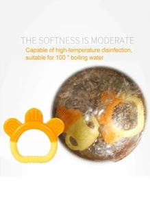 Infante Neonati 1 pezzo Massaggiagengive carino trifoglio forma giallo silicone , alta temperatura resistente , adatto per baby's