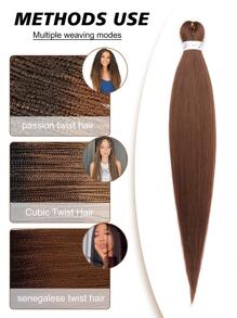 預拉伸編織頭髮長編織頭髮燒紋理柔軟鉤針辮子,熱水定型扭曲合成編織接發 - Dark Brown - 查看 7