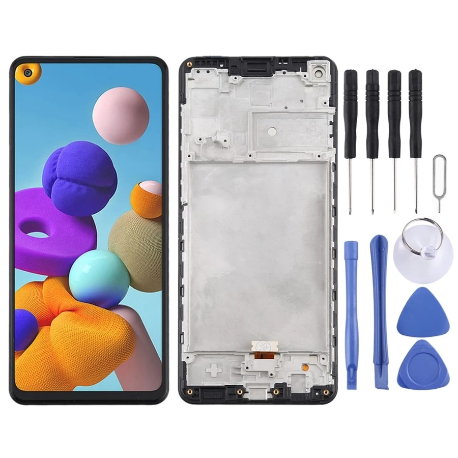 OEM 液晶屏兼容三星 Galaxy A21s/SMA217 数字转换器全组件带框架 - 黑色 - 查看 1