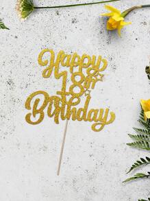 1 pieza dorado color feliz 18 cumpleaños Decoración de pastel para de fiesta de cumpleaños Decoración - Dorado - Ver 3