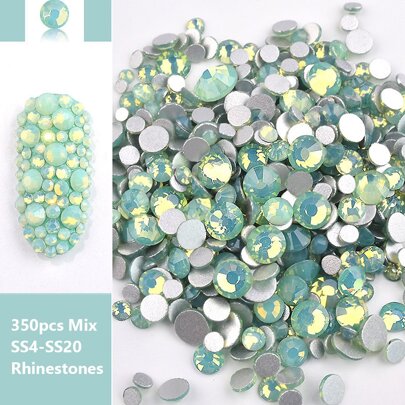 ART LALIC Green Mixed Opal Rhinestones, Flat-Backed Glass Crystal And Ornaments For Nail Art Decoration Diy Nail Charms Nail Gems Nail Supplies Nails