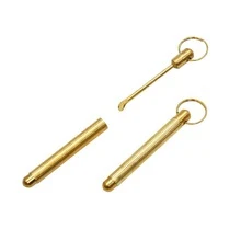 1pc Metal Ear Wax Remover With Keychain, Gold - Gold - View 5
