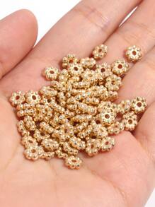 一包100pcs/200pcs鍍金輪花ccb魅力散珠,適用於鍊子製作diy手鍊用品配件 - 金色 - 查看 1