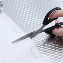 Forro Manta Adesiva à prova de óleo para cozinha armários fogão Uso doméstico Cor Prata LISO 2Metros - 40*300cm - Visão 4