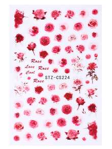 FULL BEAUTY 2入組3D白色蝴蝶美甲貼紙玫瑰花卉指甲貼花裝飾適用於美甲 - 彩色 - 查看 2