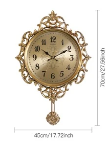 1pc European Style Wall Clock, Mute Creative Clock For Living Room, Home Clock, Retro Desk Clock, Made Of Plastic, Battery Not Included - Rust Brown - View 3