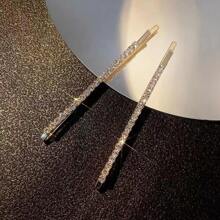 2pcs/Set Women's Rhinestone & Metallic Hair Clip, Suitable For Side Bangs And Hair Styling Royal,Gold Head Piece Claw Clips Hair Claws Hair Barrettes - Gold - View 1