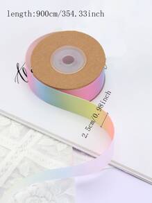 1 rollo de cinta de raso de gros de colores degradados, 354 pulgadas, para envoltura de regalos de vuelta al colegio, festivales, ramos, empaque y decoración de pasteles, Navidad y Día de San Valentín - Multicolor - Ver 2