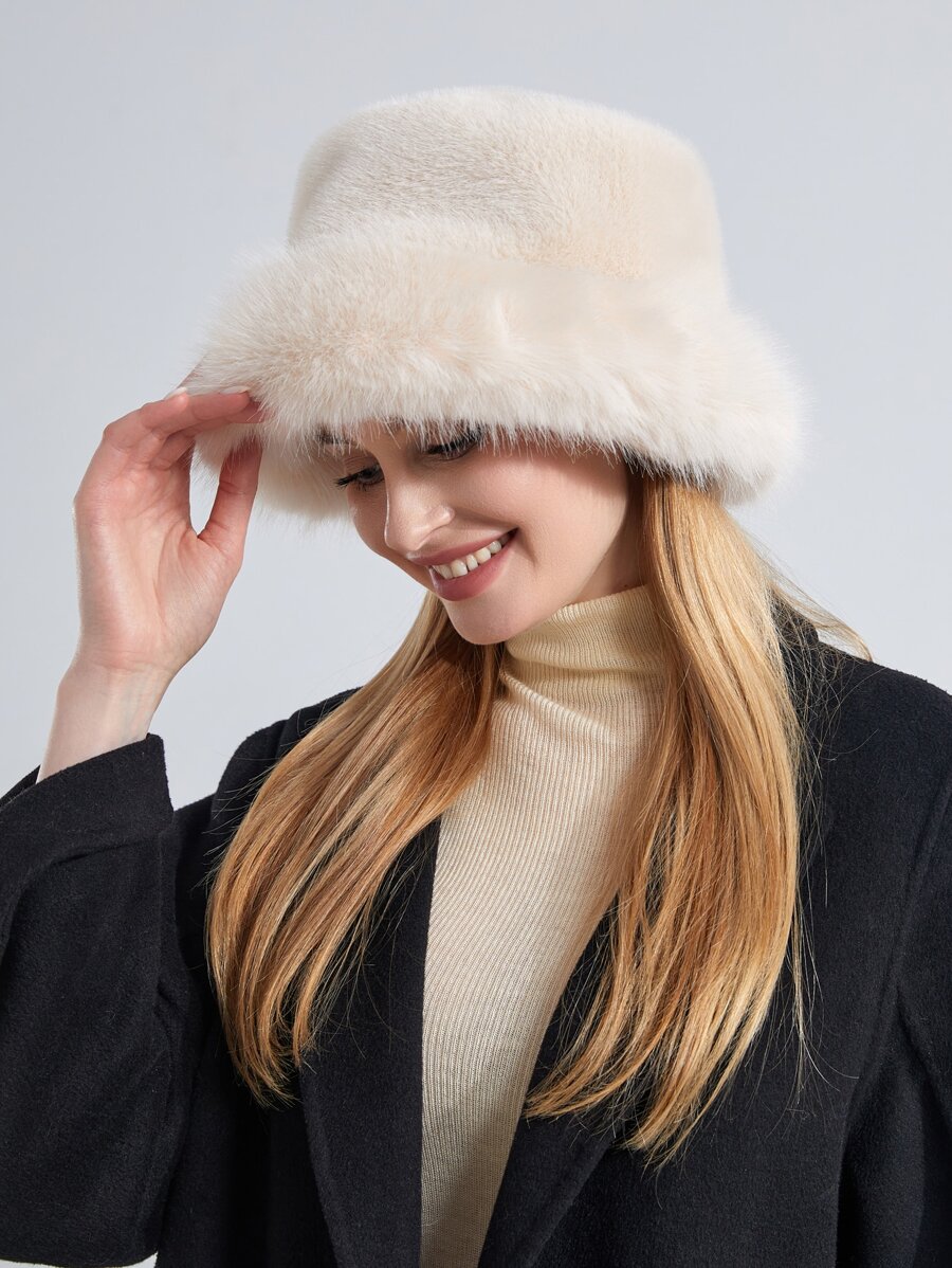 Russian  Hat for Women - Like Real Fur - Comfy Cossack Style - Beige - View 1