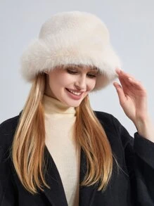 Russian  Hat for Women - Like Real Fur - Comfy Cossack Style - Beige - View 2