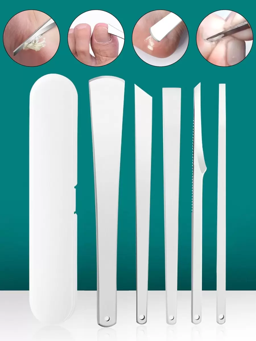 件不銹鋼足部修腳刀、腳銼去除趾甲、足部護理工具、去除死皮癒傷組織刀刮修腳癒傷組織去除器修腳清潔器工具男式女式足部護理修指甲、指甲槽和灰指甲、內生指甲厚硬指甲問題，指甲修復工具