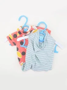 30pcs Kids' Multi-functional Anti-slip Retractable Plastic Clothes Hanger For Baby Clothes Drying And Storage