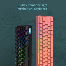 DAIDAI STK61 Wireless Dual Mode Mechanical Keyboard 61 Key Mixed Light Wireless Keyboard Suitable For Office Gaming Wireless Keyboard - Red Switch Pink - Pink - View 4