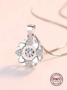 奢华 S925 纯银心形吊坠项链 女士情侣公主首饰可爱女孩配饰生日周年纪念礼物