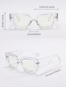 Unisex Square Large Frame Plastic Computer Reading/Gaming/TV/Phone Glasses, Fashion Plano Lenses Eyeglasses Frame - Clear - View 6