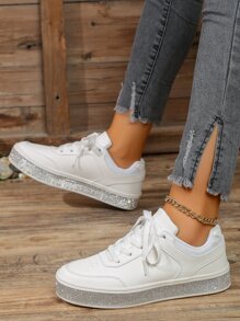 2025 New Fashion Versatile White Sneakers For Women, Non-Slip Athletic Shoes, Casual Wear