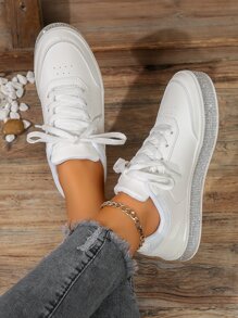 2025 New Fashion Versatile White Sneakers For Women, Non-Slip Athletic Shoes, Casual Wear