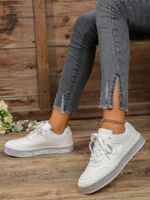 2025 New Fashion Versatile White Sneakers For Women, Non-Slip Athletic Shoes, Casual Wear