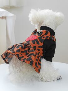 情人節1入組寵物衣服狗貓服裝配有鏈圈衣物,新款豹紋裙配有心形裝飾適用於秋冬季節 - 彩色 - 查看 5