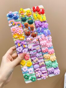 60 Piezas De Dulces Lazos De Pelo De Dibujos Animados Para Niñas - Multicolor - Ver 7